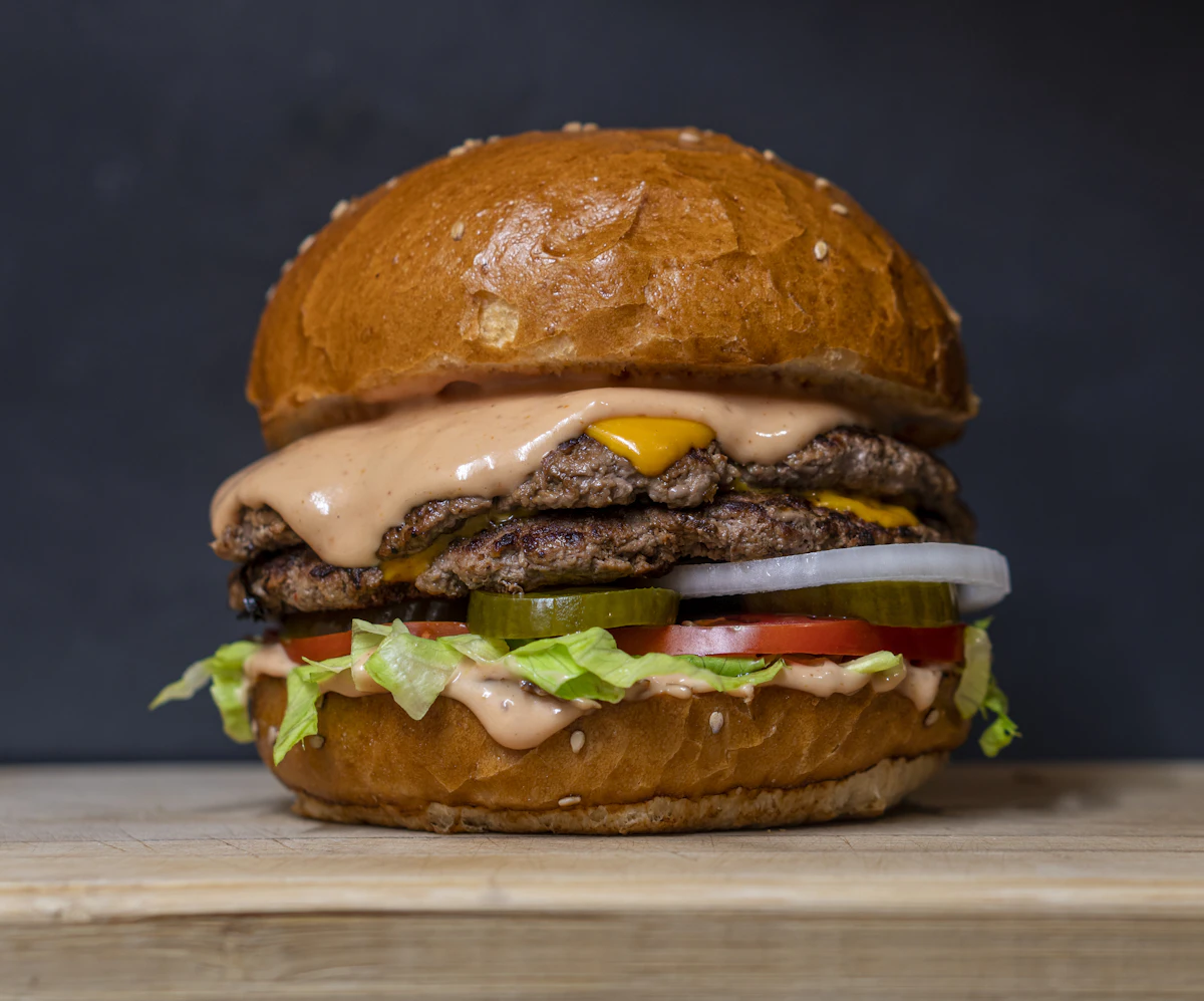 Double burger on a soft bun
